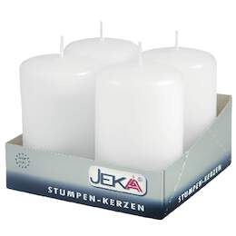 1275695 - Stumpen-Kerzen 50/80 mm 4er Pkg, snow