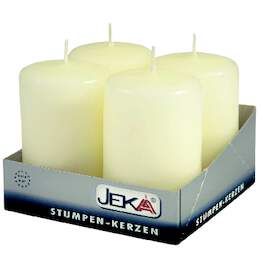 1275696 - Stumpen-Kerzen 50/80 mm 4er Pkg, ivory